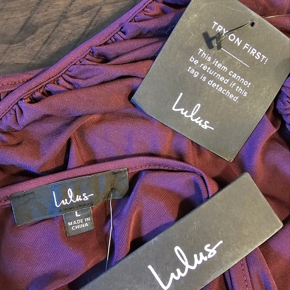 Lulus Women's Effortless Magnetism Dark Plum Ruched One-Shoulder Maxi Dress, L - Picture 10 of 10